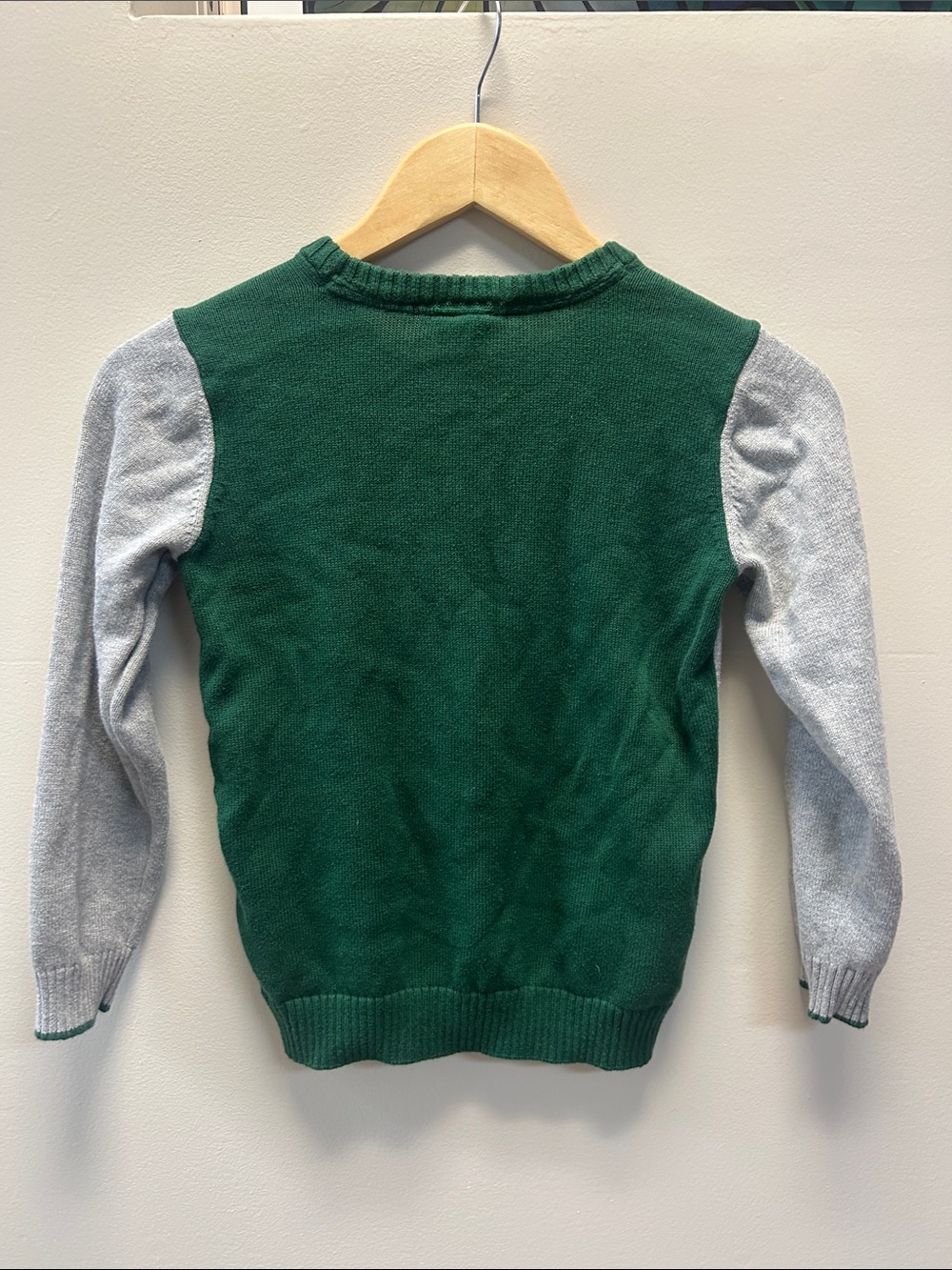 Equestrian Boy’s Horse Illustration Gray & Green Sweater - Picture 6 of 6